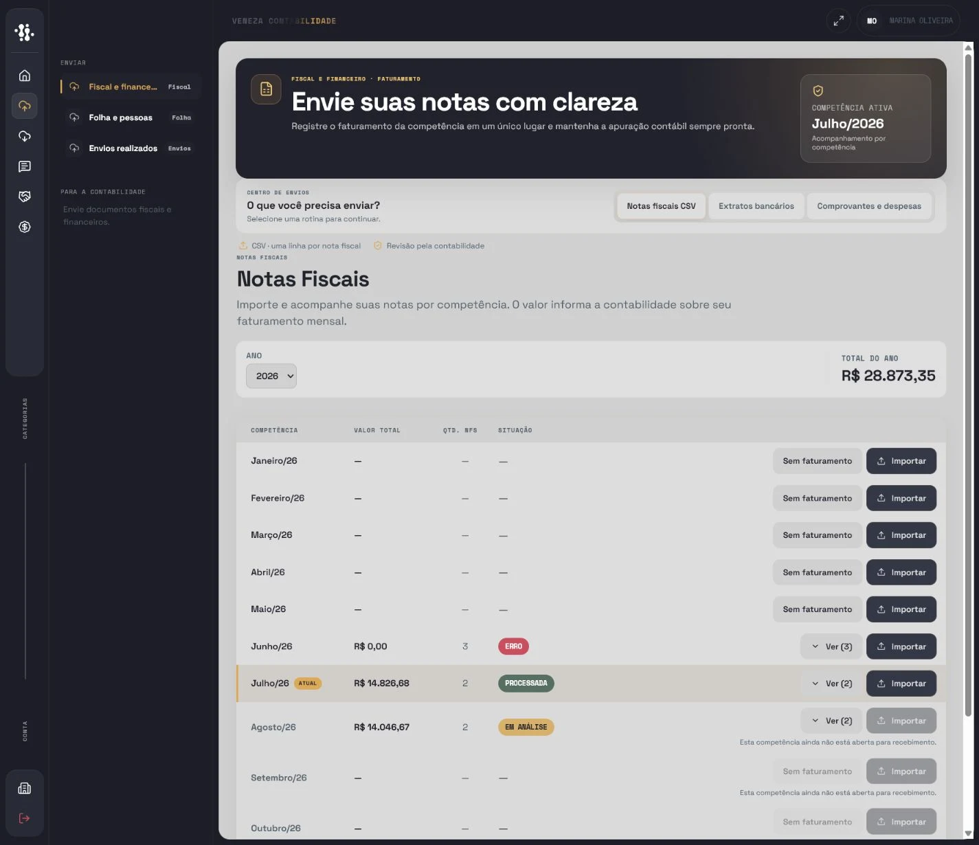 Tela demonstrativa: Portal do Cliente · Enviar documentos